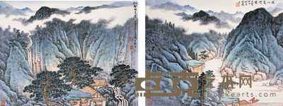 宋玉麟 山水两帧 镜心 31.5×41cm×2